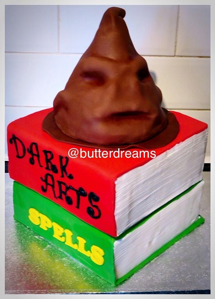 Sorting hat and book cake