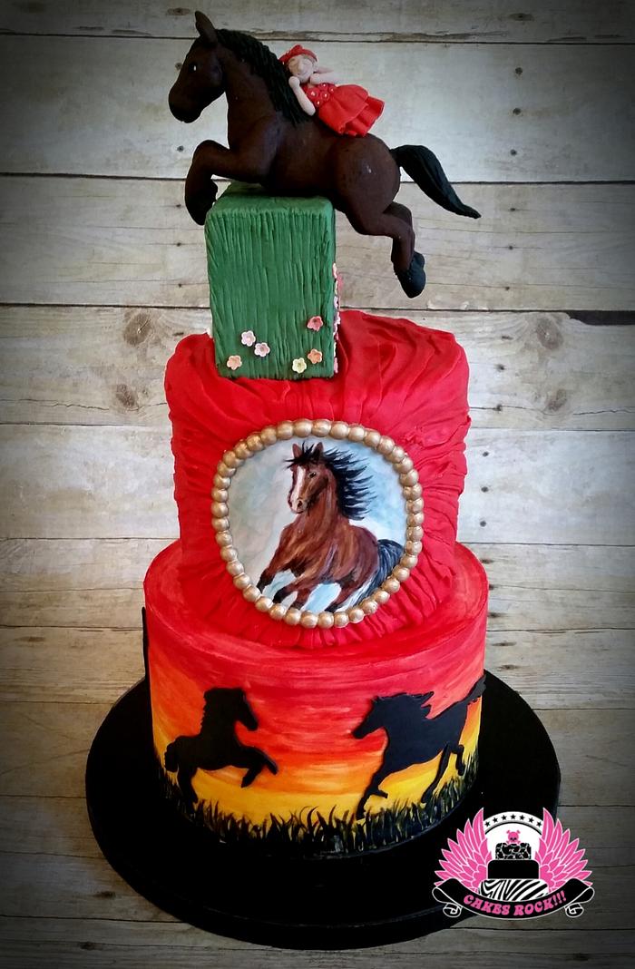 Hand Painted Horse Cake