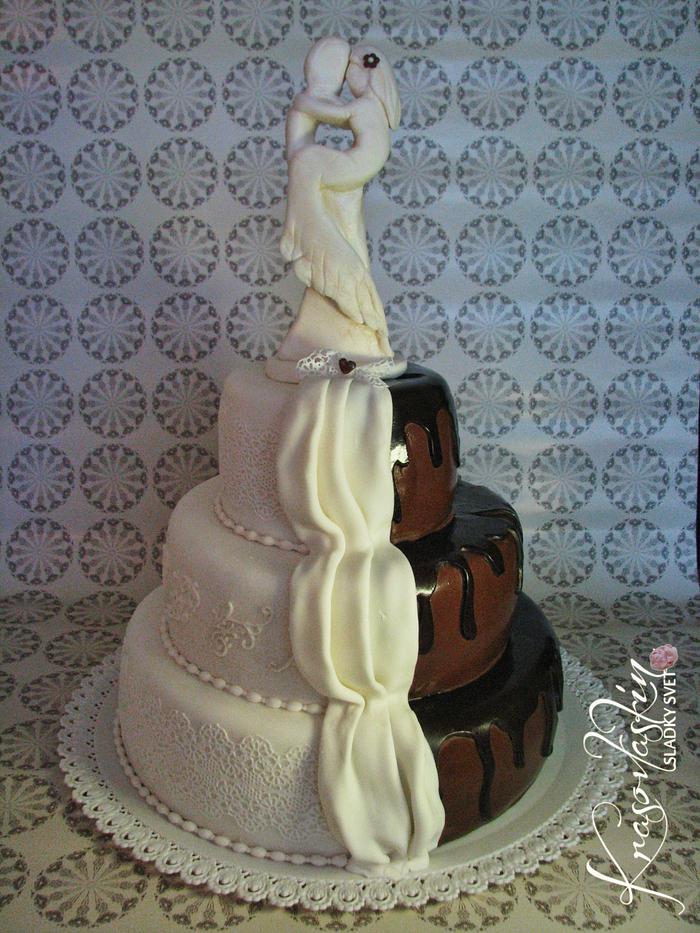White-brown wedding cake