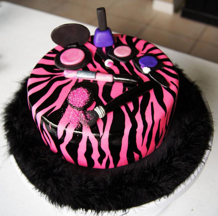 Makeup pink zebra cake