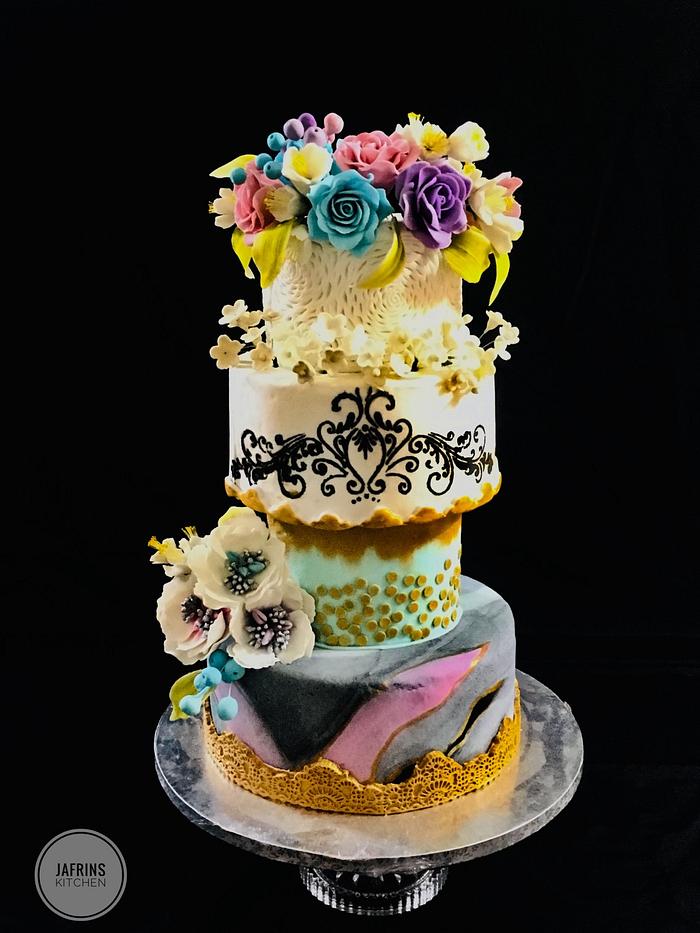 #wedding cake#fondent cake#gumpaste flowers