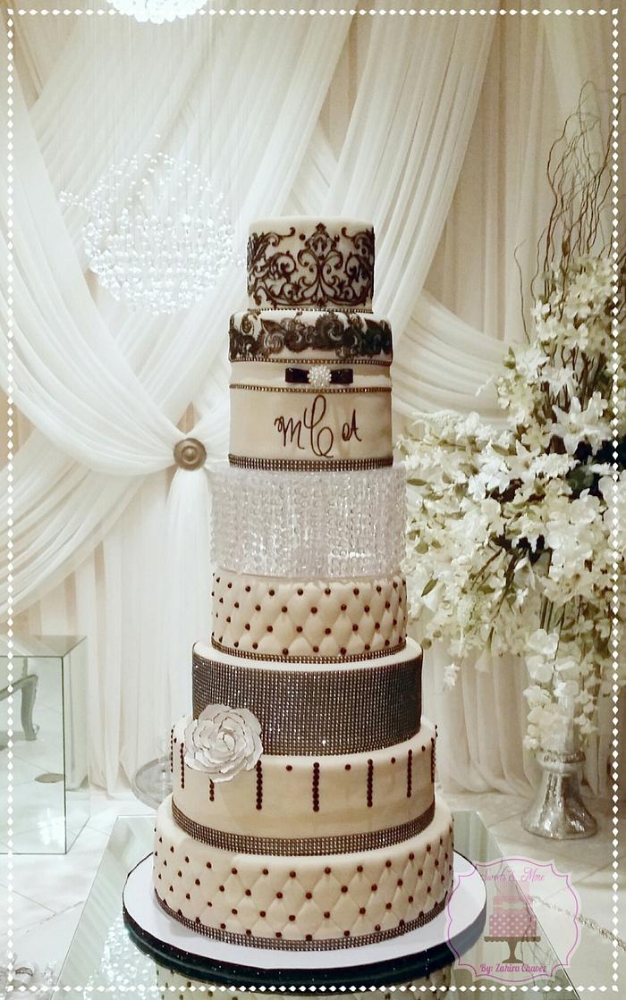 black and ivory wedding cake
