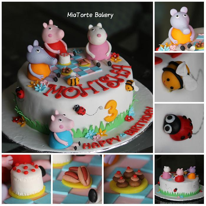 peppa pig themed birthday cake