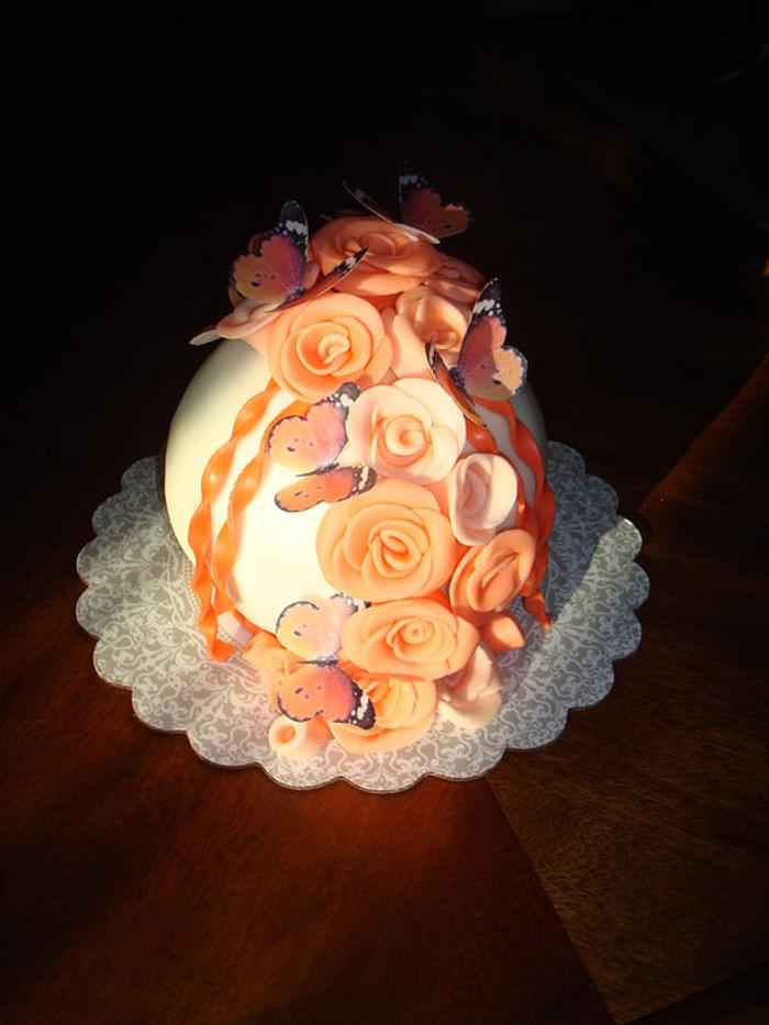 Roses & Butterflies Ball Cake