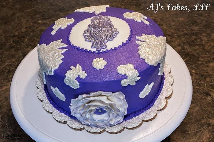 Purple and White Lace Cake