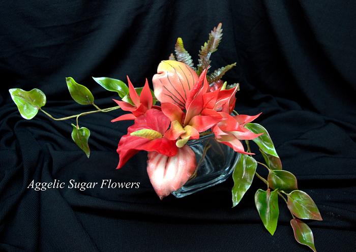 Frangipani bouquet flowers sugar paste