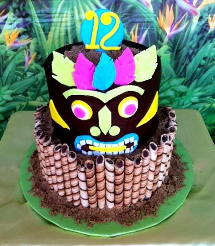 Tiki birthday cake
