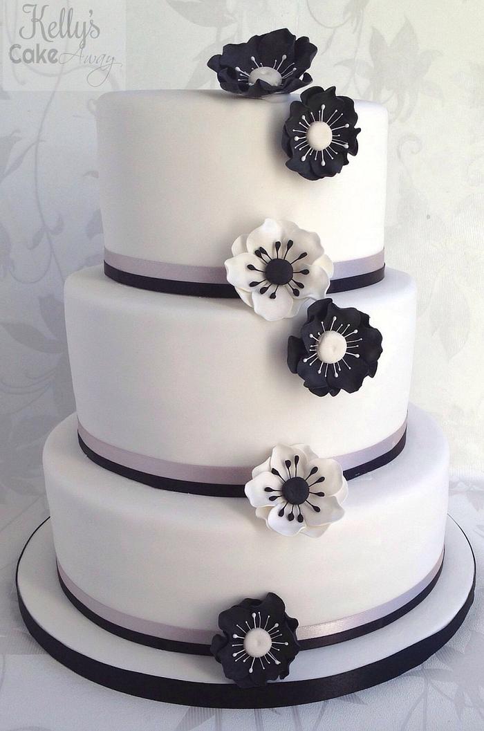 Simple Anemone Wedding Cake 
