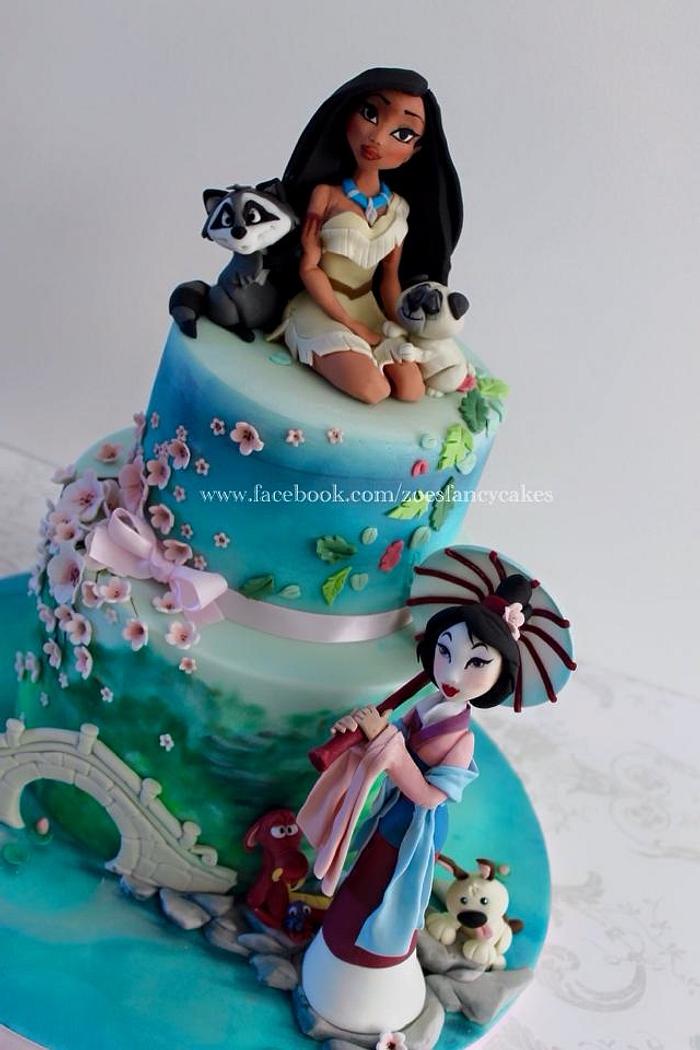 Mulan and Pocahontas cake