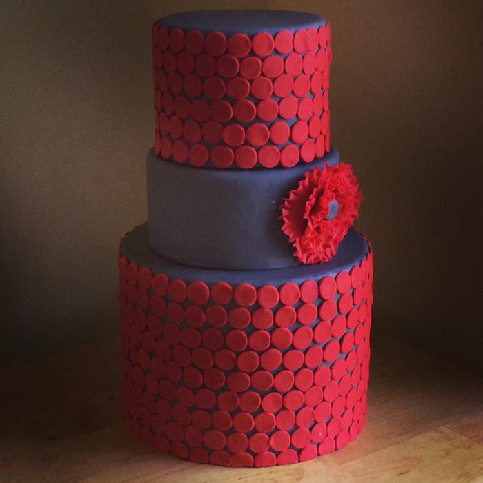 Red and Grey Wedding cake