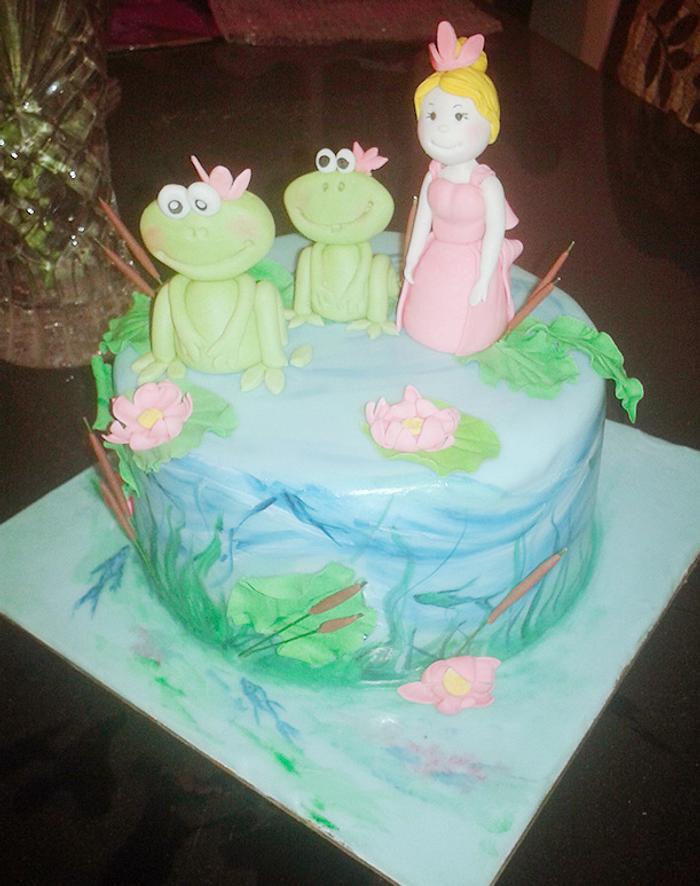 Frog and the princess themed cake
