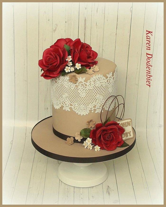 Red Roses double barrel cake