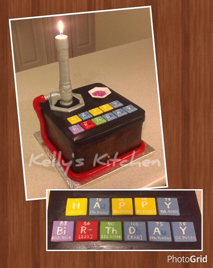 Chemistry themed birthday cake