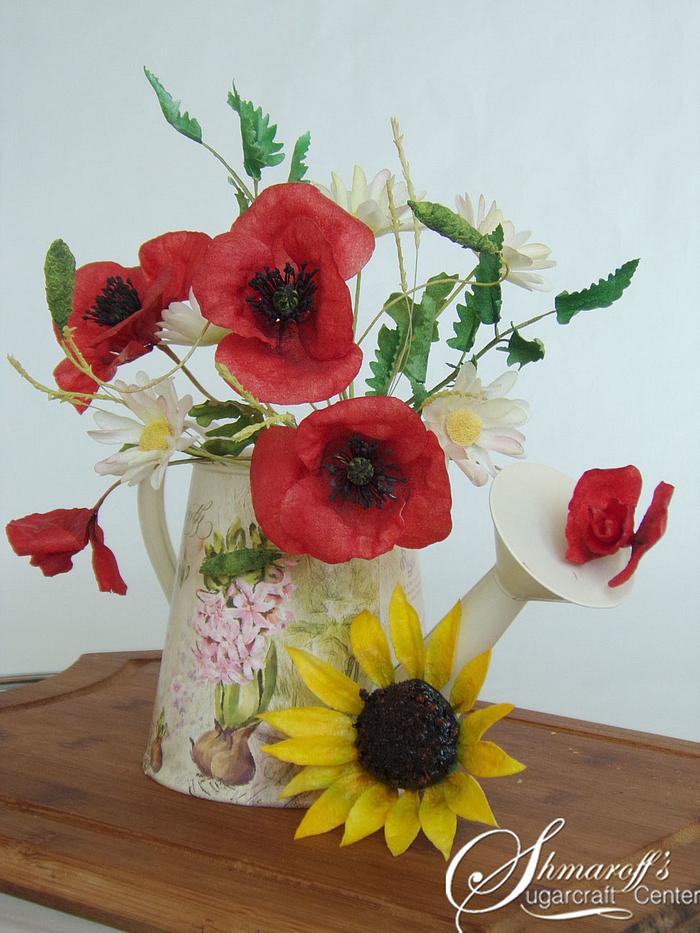  wafer paper Sunflowers and Poppy