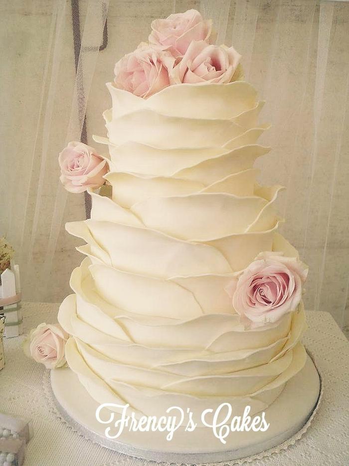 Ruffle wedding Cake
