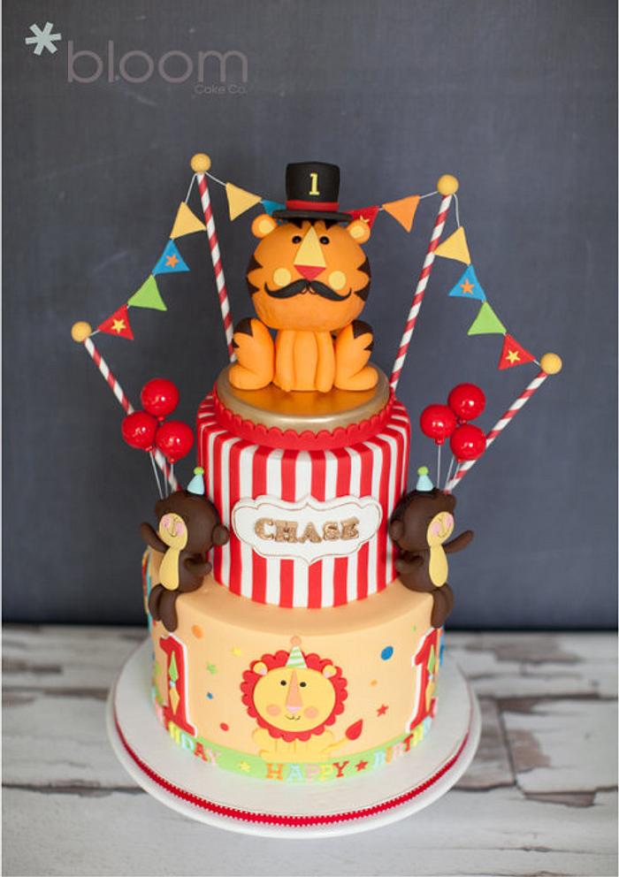 Fisher Price Circus theme 1st birthday cake