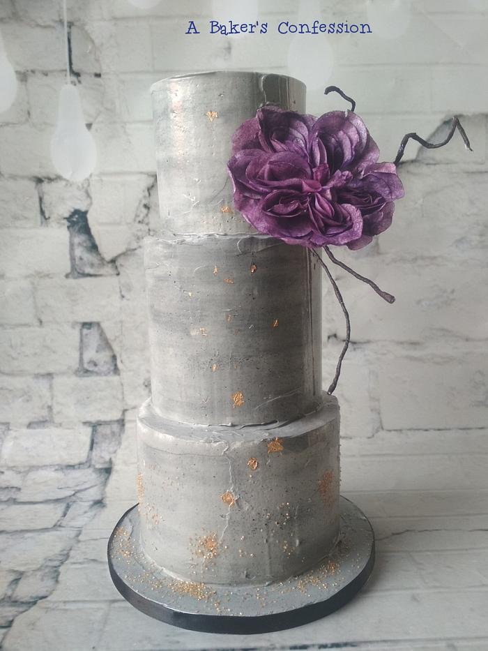 Buttercream Concrete wedding cake