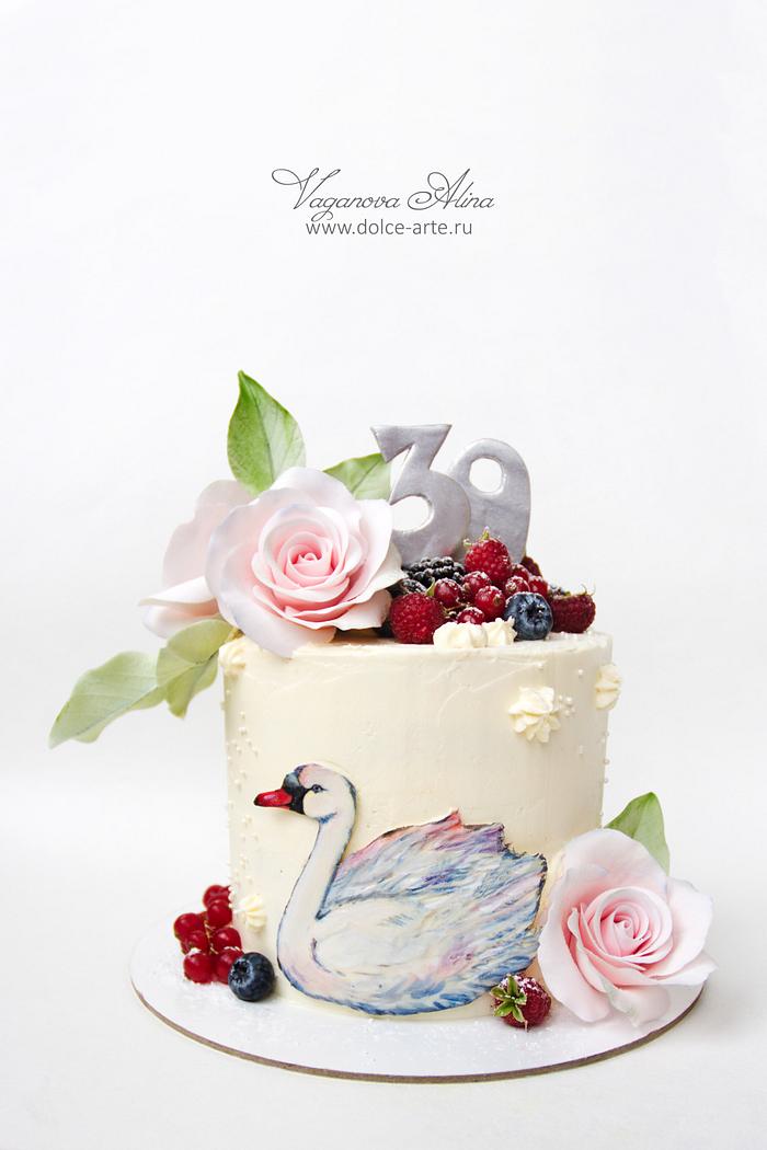 white swan cake