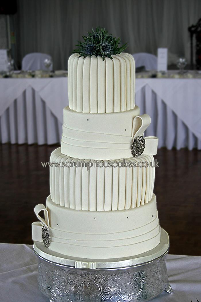 Pleats and Bands Wedding Cake