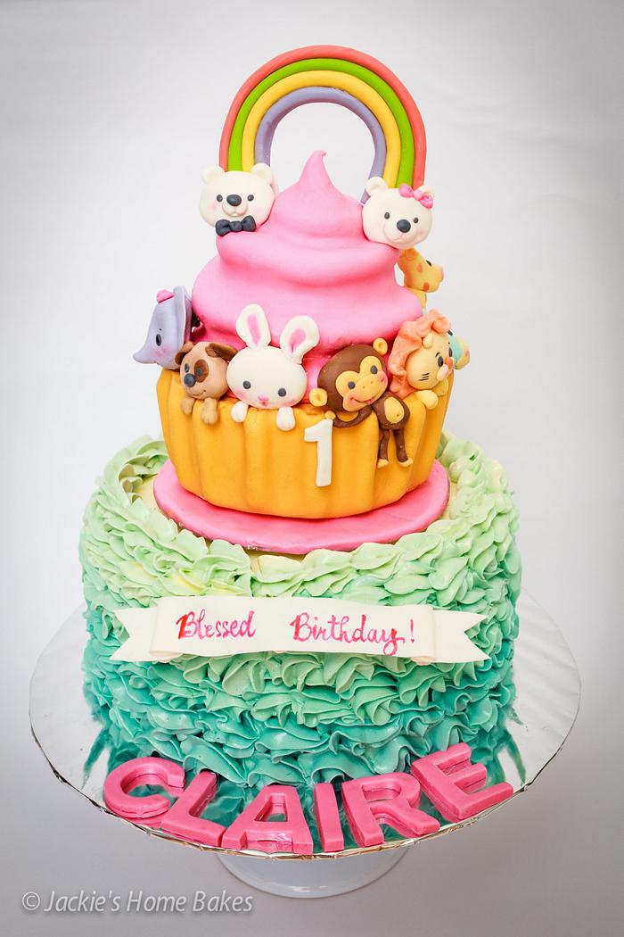 Cupcake-inspired Noah's Ark cake