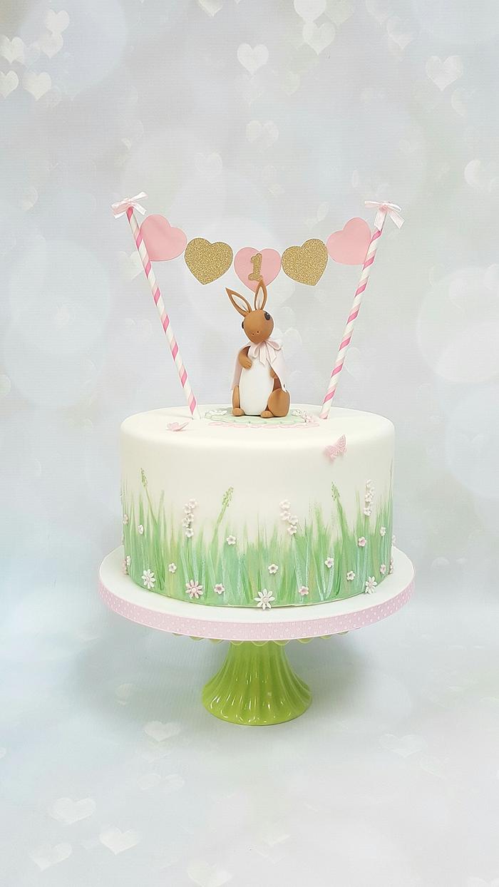 Rabbit 1st birthday cake 