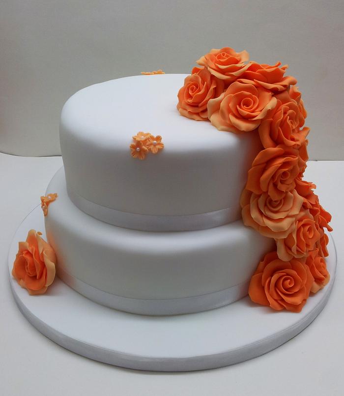 Orange Rose Wedding cake