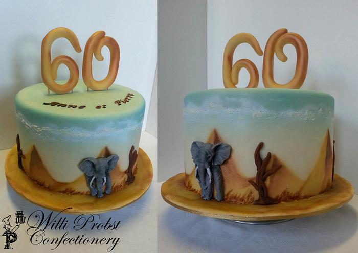 60th Namib desert themed birthday cake