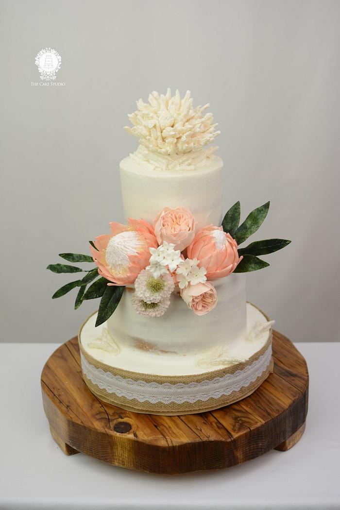 Semi Naked Cake with Protea
