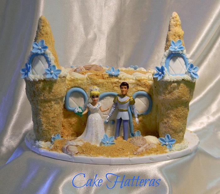 Cinderella Sand Castle Cake for a beach wedding