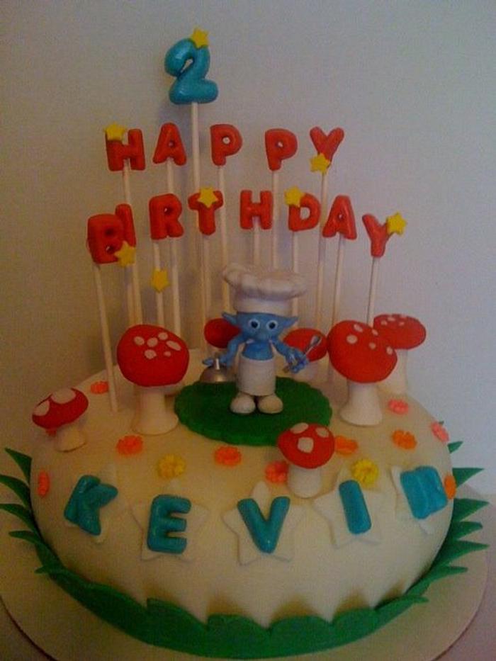 Small Time Smurf Birthday cake