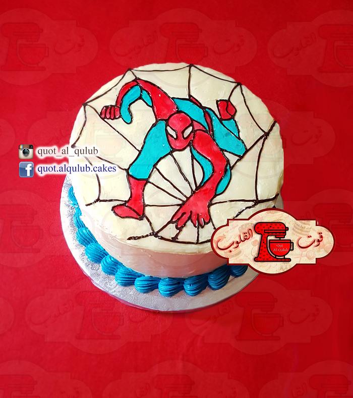 Whipped cream Spiderman Cake