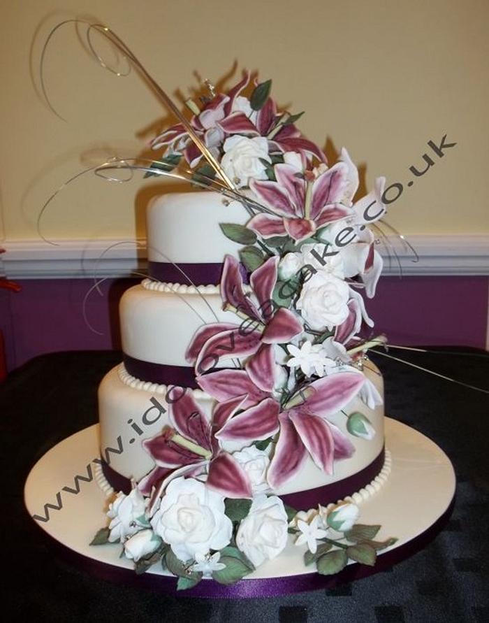 Lily and Rose Wedding Cake