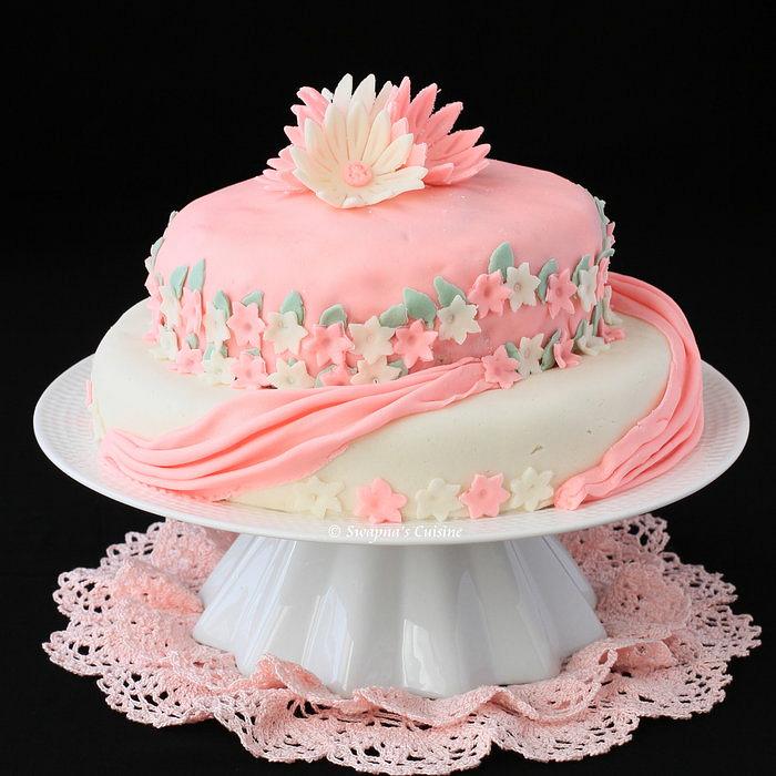Two-Tier Birthday Cake with Marshmallow Fondant 