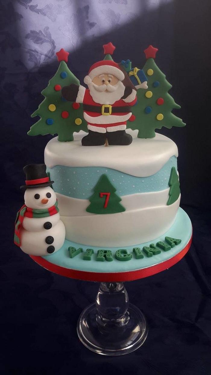 Christmas themed birthday cake