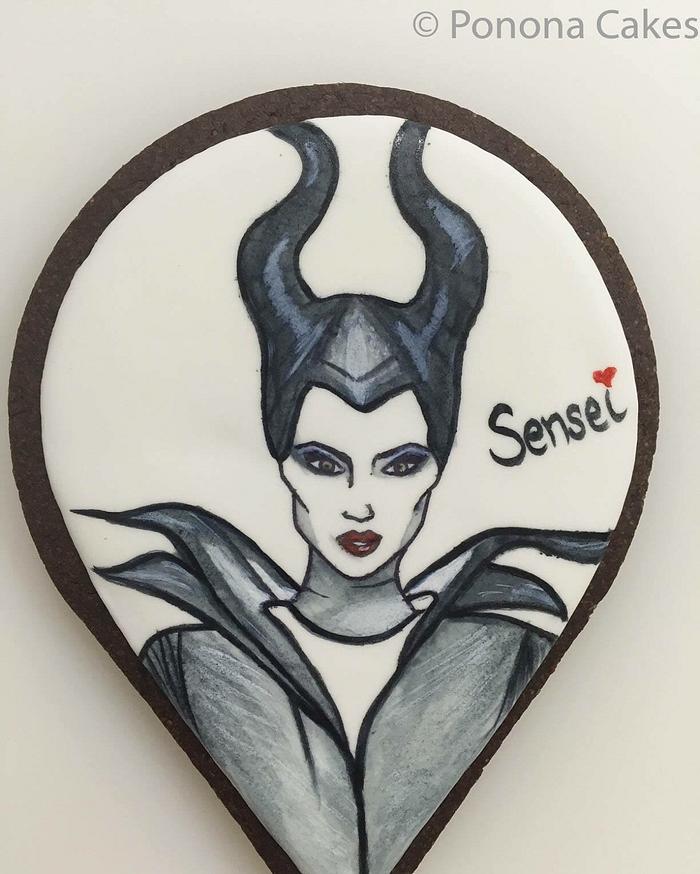 Maleficent hand painted cookie