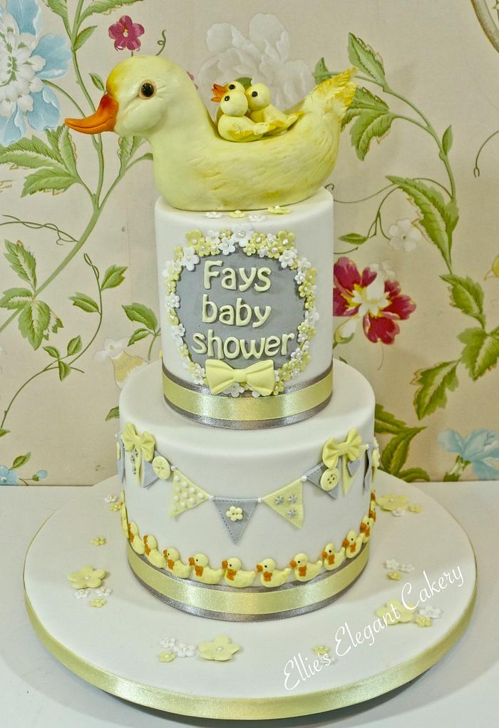 Baby ducklings baby shower cake
