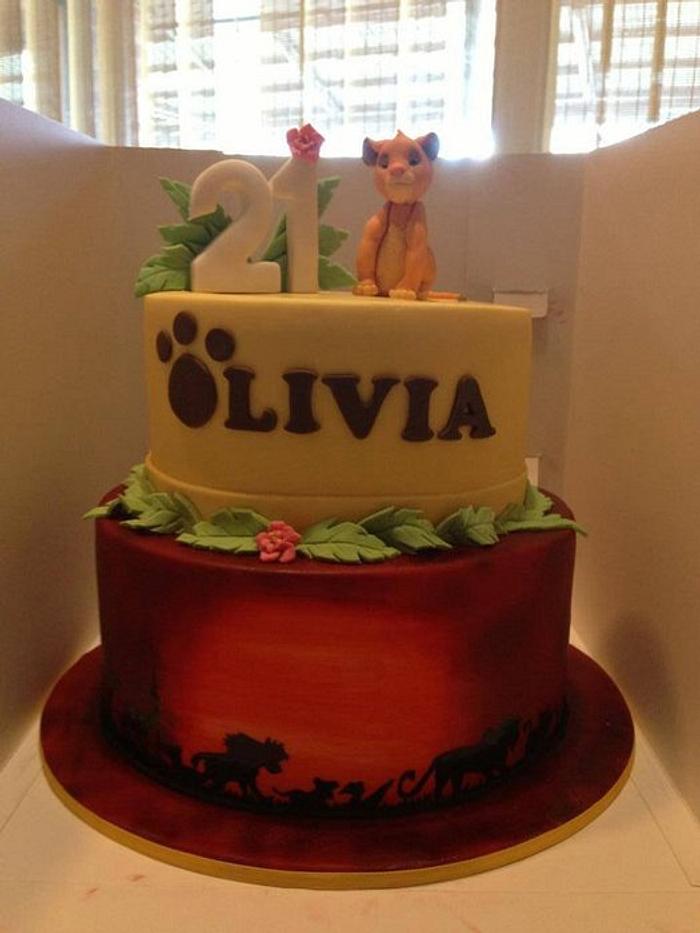 Lion king cake for a veterinarians 21st birthday 