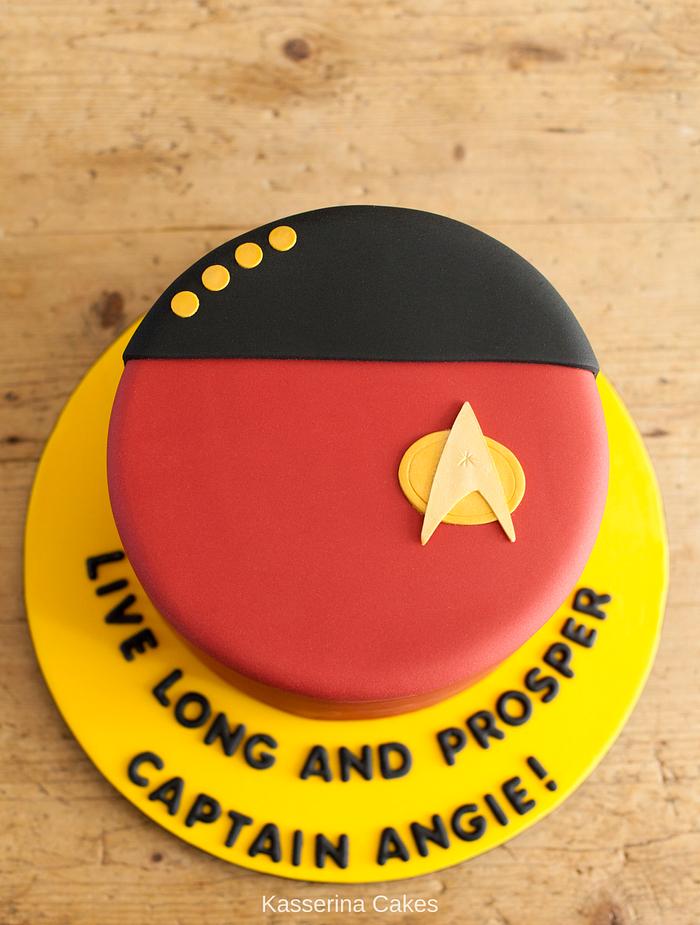 Rainbow layers Star Trek cake