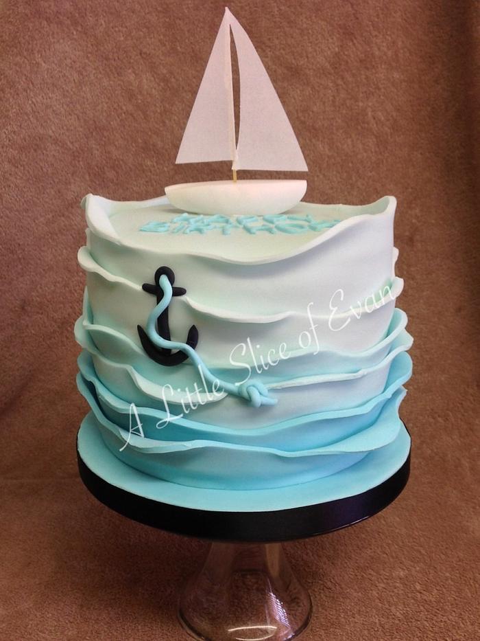 Simple sail boat cake 
