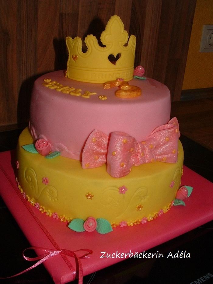 Princess Cake with crown and a lot flowers