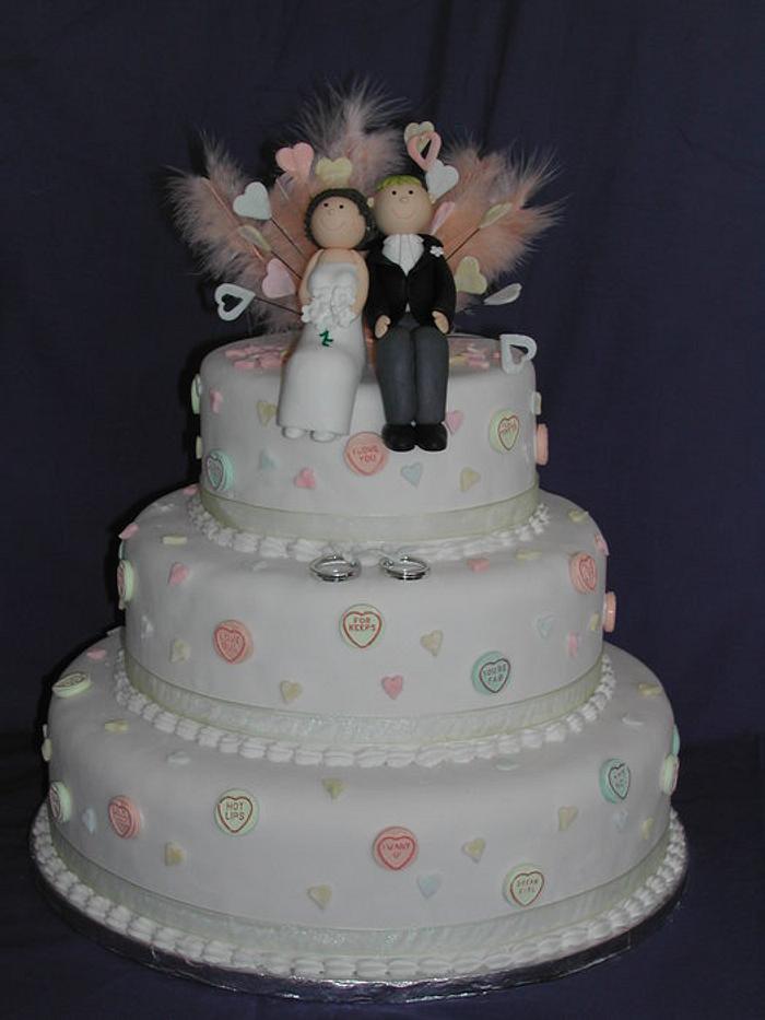 Love hearts wedding cake