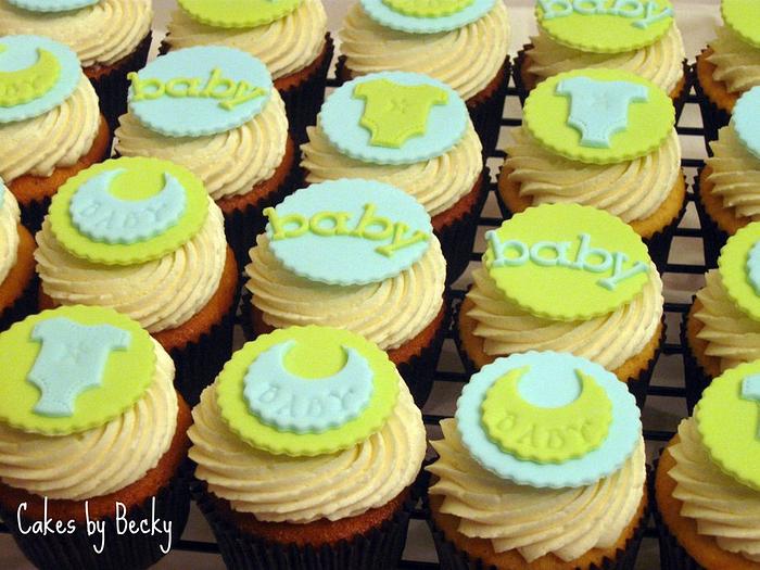 Blue & Green Baby Shower Cupcakes