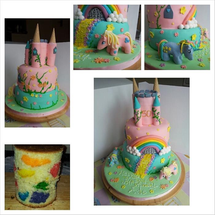 My Little Pony pink castle cake