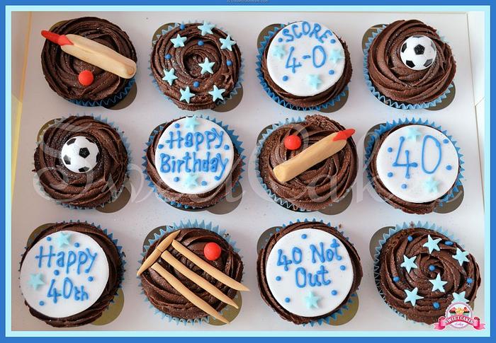 Cricket & Football themed Cupcakes