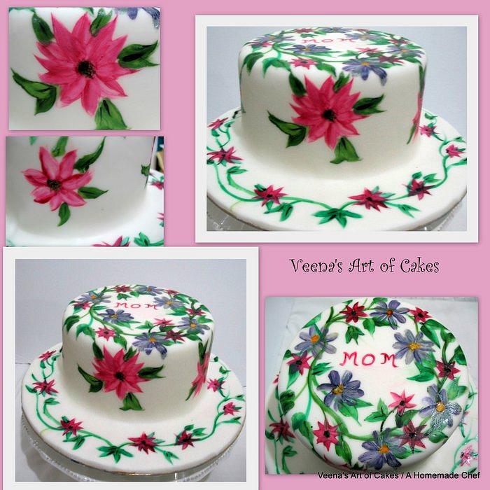 Hand painted floral cake 