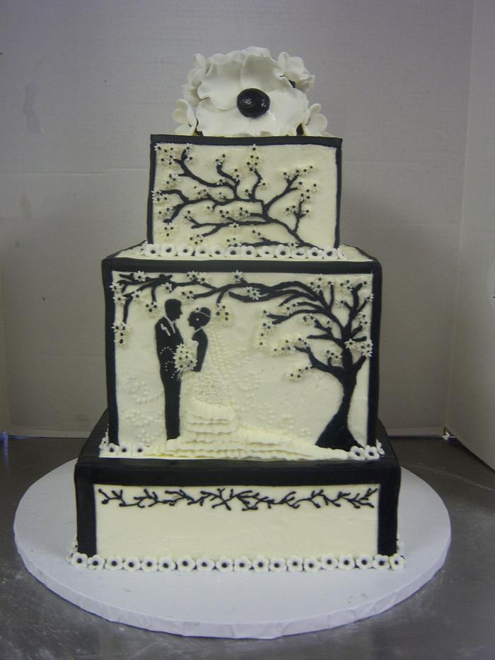 silhouette wedding cake 
