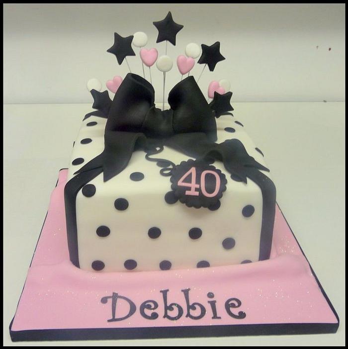 Ladies Pink & Black Present Cake