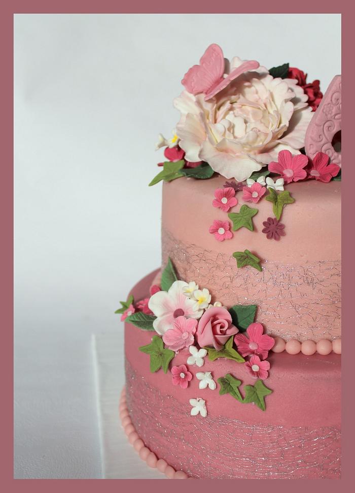 Romantic flower cake