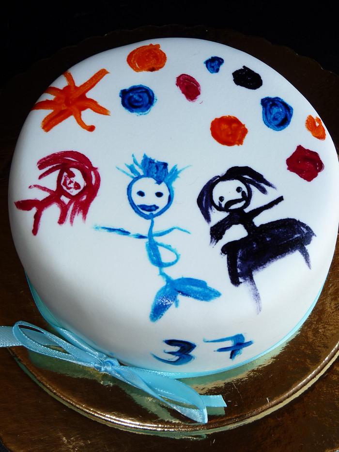 Cake for Dad painted by Maria 4 years