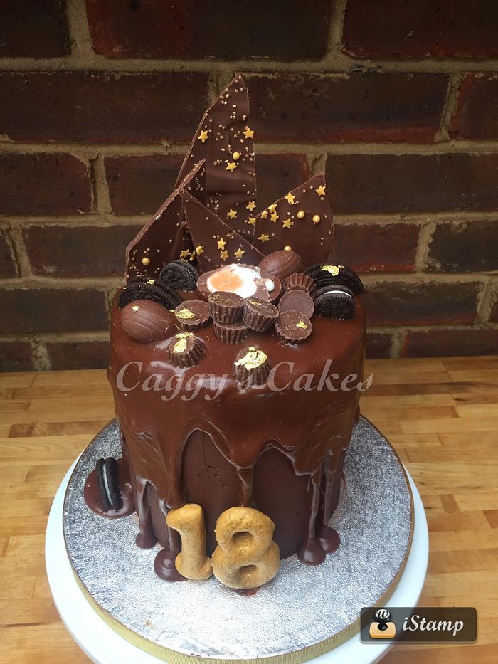 18th birthday chocolate ganache drip cake